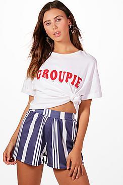 Boohoo Petite Tilly Stripe Flippy Short