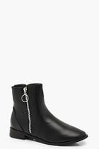 Boohoo O Ring Zip Up Flat Chelsea Boots