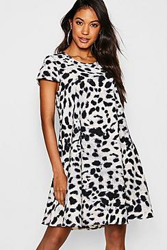 Boohoo Leopard Print Woven Shift Dress