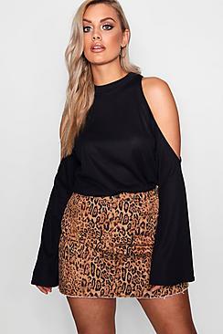 Boohoo Plus Kerry Open Shoulder Ribbed Jumper