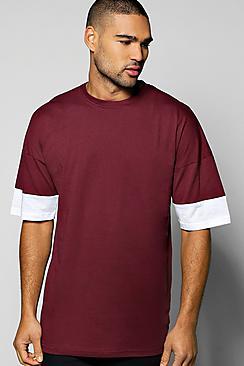 Boohoo Oversized Cut And Sew Longline T Shirt