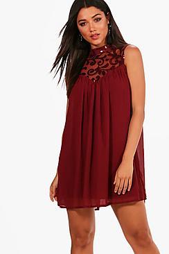 Boohoo Boutique Grace Sequin Chiffon Swing Dress