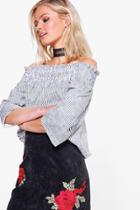 Boohoo Sarah Striped Woven Off The Shoulder Top Multi