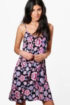 Boohoo Milly Floral Print Tie Strappy Swing Dress Multi