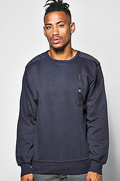 Boohoo Military Pocket Sweater