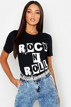 Boohoo Rock N Roll Slogan T-shirt