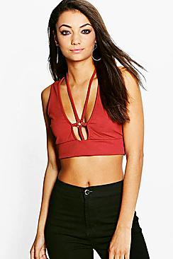 Boohoo Tall Lailah Caged Neck Textured Crop
