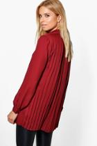 Boohoo Layla Pleat Back Long Sleeve Shirt Berry