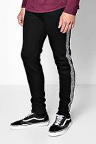 Boohoo Black Skinny Jogger With Checkerboard Tape