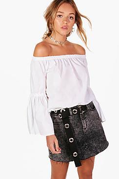 Boohoo Harriet Woven Off The Shoulder Top