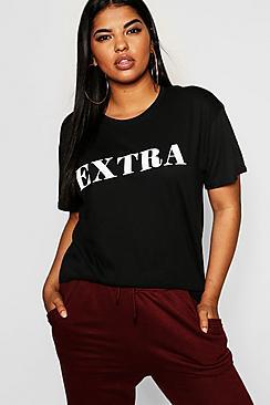 Boohoo Plus Extra Slogan T-shirt