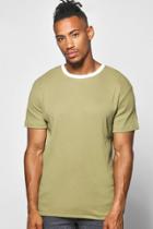 Boohoo Ringer Textured T Shirt Khaki