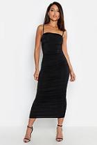 Boohoo Strappy Square Neck Ruched Midaxi Dress