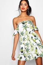 Boohoo Paz Pineapple Off The Shoulder Skater Dress