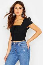 Boohoo Woven Square Neck Shirred Crop Top