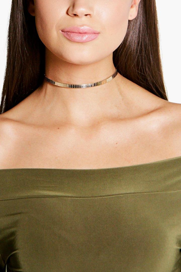 Boohoo Diana Skinny Metal Choker Gold