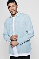 Boohoo Bleach Denim Shirt With Pockets