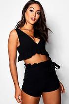 Boohoo Polly Peplum Knicker Short Co-ord Set