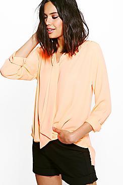 Boohoo Hannah Neck Tie Wrap Over Shirt