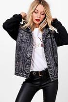 Boohoo Josie Jersey Sleeve Oversized Denim Jacket