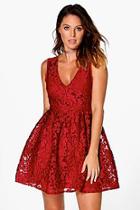 Boohoo Aiyla Embroided Organza Skater Dress