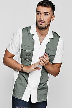 Boohoo Colour Block Revere Collar Short Sleeve Shirt