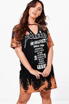 Boohoo Plus Rose Acid Wash Band Dress