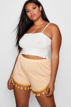 Boohoo Plus Stripe Tassel Mom Short
