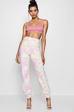 Boohoo Jolie Crepe Camo Print Cargo Trousers