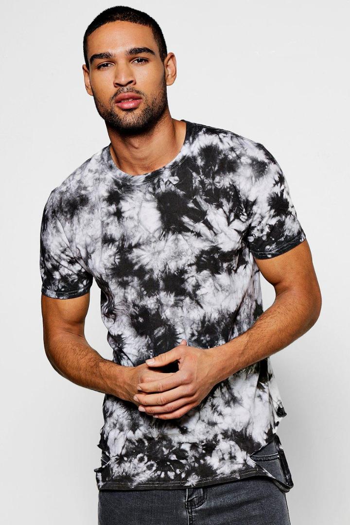 Boohoo Snow Wash T Shirt With Distressed Hem White
