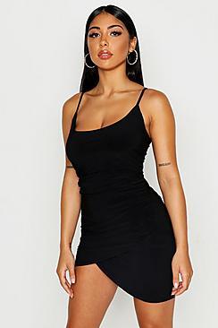 Boohoo Rouche Front Panel Mini Dress
