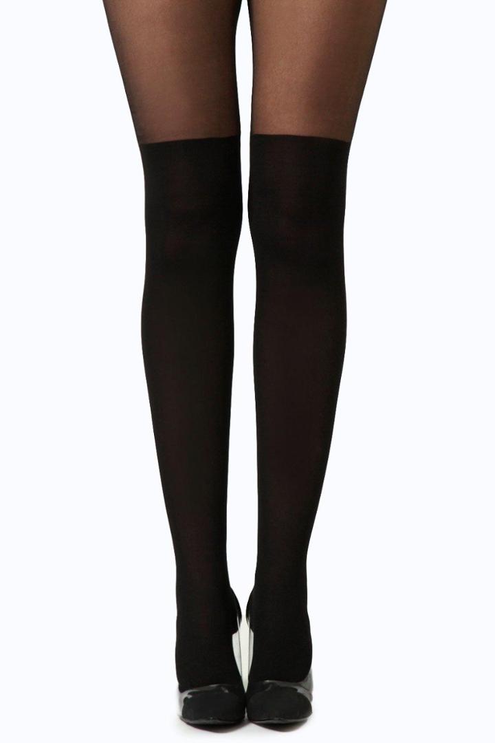 Boohoo Tina Over Knee Tights Black