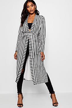 Boohoo Monochrome Stripe Kimono