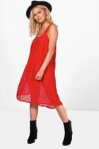 Boohoo Adrienne Strappy Dress Burgundy