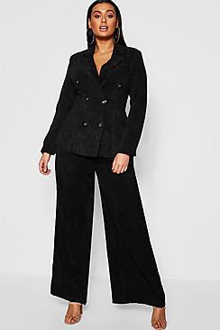 Boohoo Plus Cord Horn Button Blazer Jacket