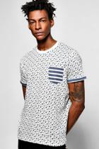 Boohoo All Over Star Print T Shirt With Pocket Grey