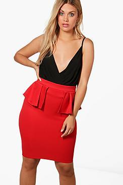 Boohoo Plus Sarah Split Peplum Midi Skirt