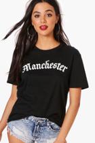 Boohoo Imogen Manchester Slogan Tee Black