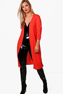 Boohoo Plus Olivia Ribbed Oversized Cardigan