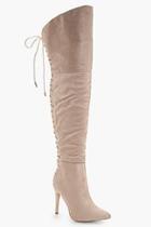Boohoo Sadie Lace Back Over The Knee Boot