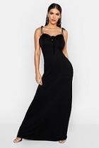 Boohoo Tie Lace Front Maxi Dress