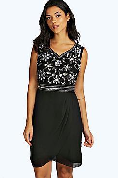 Boohoo Darcey Boutique Wrap Skirt Chiffon Dress