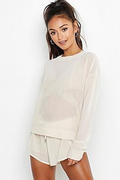 Boohoo Petite Fit Premium Mesh Sweater