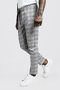 Boohoo Check Tape Detail Smart Jogger