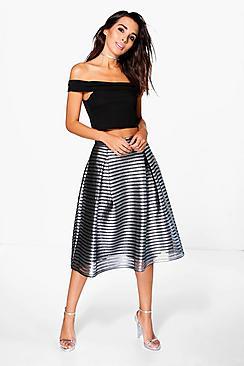 Boohoo Nova Metallic Full Midi Skirt