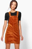 Boohoo Tall Lucie Cord Pocket Dungaree Dress Tan