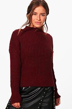 Boohoo Petite Jess Waffle Knit Jumper
