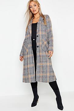 Boohoo Plus Check Wool Look Coat