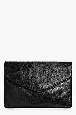 Boohoo Emma Cracked Metallic Clutch