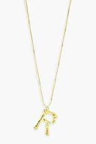 Boohoo Hammered Effect R Initial Pendant